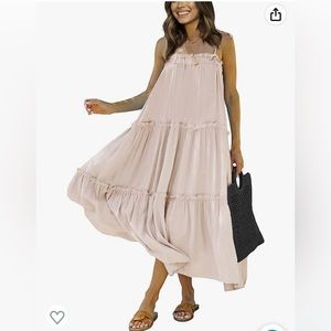 Summer Maxi Dresses Sleeveless Casual Sundress Ruffle Boho Cami Beach